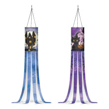 Galaxy Kürbis & Schwarze Katze Windspiele – 2 Stück, Halloween-Hängedekoration für draußen, schnelltrocknend & waschbar, kompatibel mit