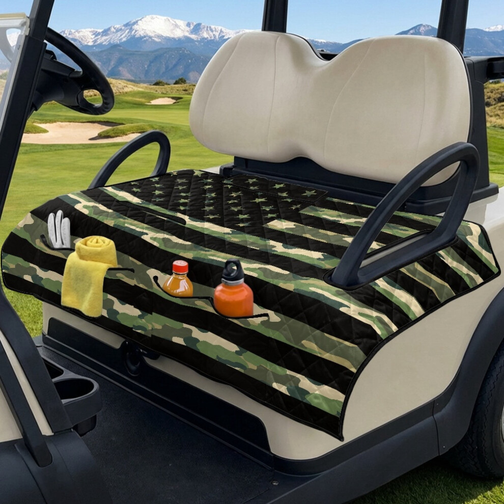 Universal Golf Cart Seat Covers, Portable Foldable, Anti-Scratch Â Compatible With Club Car, Patriotic Camo American Flag Design 9448483150460
