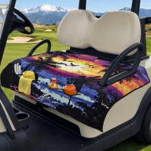 Golfkar stoelhoezen – Draagbare, opvouwbare handdoekdeken, zacht en universeel passend voor EZGO, Yamaha en Club Car – Patroon met strandpalmen