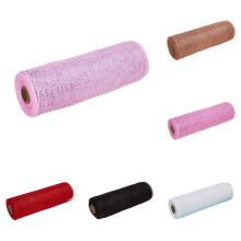 6 Rolls 10" x 33FT Metallic Foil Burlap Deco Mesh Ribbon for Wreaths, Swags, Crafts, Party & Christmas—compatible with DIY