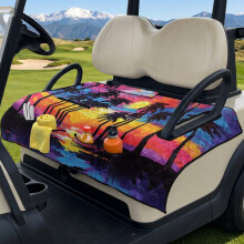 Golfkarstoelhoes, universeel voorkussen met opbergvakken, antislip, compatibel met EZGO, Club Car, Yamaha, patroon Palm Tree Beach Sunset