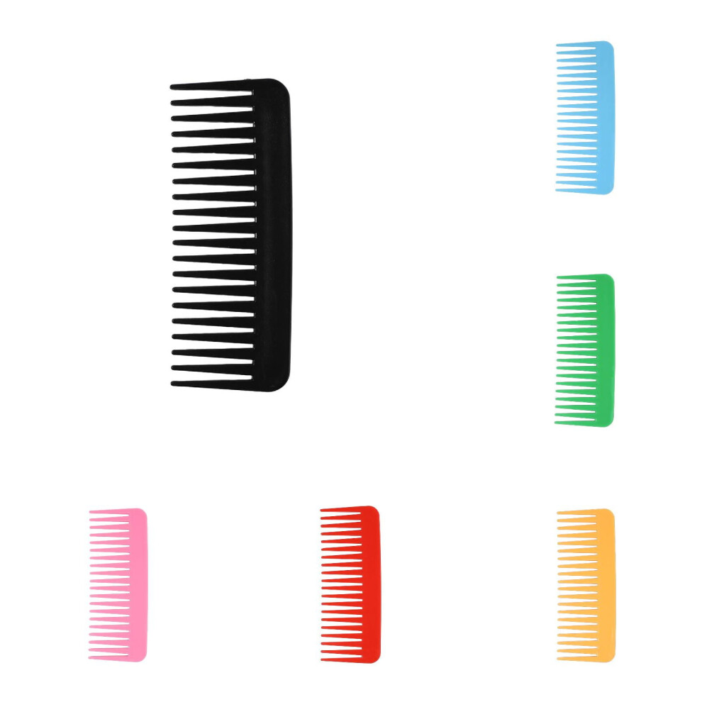 6PCS Wide Tooth Comb, Travel Pocket Hair Combs for Curly/Wavy/Wet/Dry Hair, Shower & Beard Styling, Portable 6" Combs for Men & Women