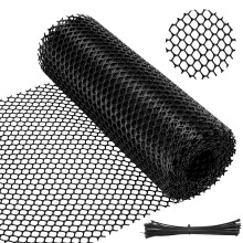 Tela de arame plástica para galinheiro, 197" (5 metros), preta, com 25 abraçadeiras, ideal para criação de aves, jardinagem e artesanato –
