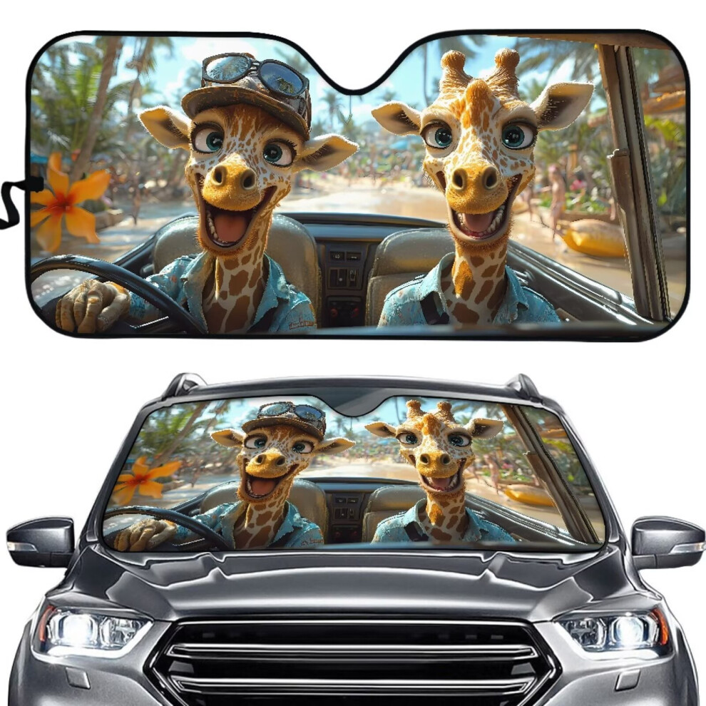 Creative Giraffe Tropical Car Sun Shade Â Foldable, Universal Fit, Compatible With Most Cars 9448483151887