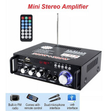 300W+300W2CH Bluetooth 5.0 otthoni audiovevő USB/SD/FM-mel, 12V/110V, fekete – kompatibilis a hagyományos hangszórókkal