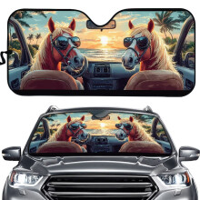 Foldable Car Sun Shade for Front Window – Blocks UV, Heat & Sunlight, Prevents Dashboard Fades; Compatible with Most Cars
