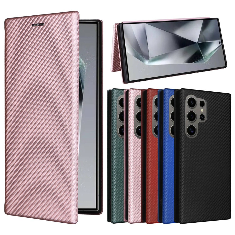 Carbon Fiber Leather Wallet Phone Case Compatible With Samsung Galaxy S24 Ultra, S23 Ultra, S22 Ultra, S21 Ultra, S20, S10 9489952778983