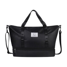 UHUYA Gym Bag for Women – Travel Duffel with Shoe Compartment, Carry-on Tote & Luggage Sleeve, Black