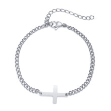 Women's Stainless Steel Cross Chain Bracelet for Girls Birthday Gift Silver