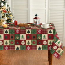 Christmas Tablecloth 6084 Inch Rectangular, Green Tree Snow Red Washable Table Cover for Party Picnic Dinner Decor