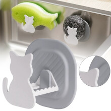 Kitchen Sponge Storage Rack,Sponge Storage Rack without Punching Kitchen Wire Dishwashing Cloth Drain Rack Style