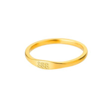 Bague pour femme en acier inoxydable doré avec chiffre 7