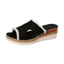 Slide-On Slippers For Women Casual Round Toe Shoes Canvas Upper Comfortable Heel Height 2.17 Inches Available In Us Size 5.5