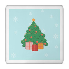 Elastisk dug i julestil, 34 x 34 tommer firkantet. Holdbart spandexmateriale forhindrer rynker, perfekt til julemiddag og højtidsfester.
