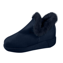 Fleecefodrade snöstövlar med tjock sula för kvinnor, varma vinterskor med flockmaterial, 4,5 cm klackhöjd, plusstorlek, fritidsskor, storlek 8,5