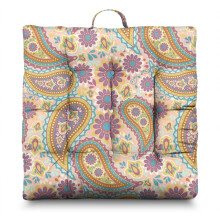 Square Meditation Pillow with Boho Paisley Style, Yoga Floor Cushion for Indoor or Garden Seating 22 x 22