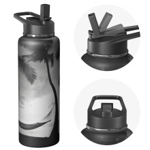 40oz Triple Walled Insulated Stainless Steel Master Elite Flask Natural scenery Themed Themed With Straw Leak Proof