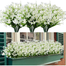 8 Bundles UV-Resistant Fake Daffodils, Blue Faux Flowers for Wedding, Home, Office, Garden & Vase — Compatible with Standard Vases