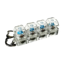 Tastatur-Fidget - Miniatyr Stresslindrende Fidget-Klikker med Blått LED-Lys, Tastatur-Fidget-leke, Bærbar Skrivebordsleke og Fidget-Nøkkelring i