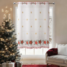 Christmas Snowflake Sheer Curtains for Living Room Long Gold Snowflake Embroidered Christmas Curtains White Holiday Winter Window Drapes