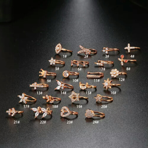 Ψεύτικο Piercing Μύτης, Δαχτυλίδι Μύτης, Κλιπ Μύτης, Κρύσταλλο Gem Crystal, Κοσμήματα χωρίς