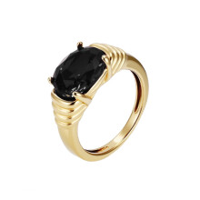 HIJONESWomen's Stainless Steel Trendy Gemstone Signet Ring Twisted Engraved Wedding Promise Finger Jewelry Black Size 7