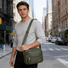 Convertible Crossbody Organizer Bag – Water-Resistant Chest/Waist Pack for Men & Women, Multiple Pockets, Travel/Hiking/Work (Green)