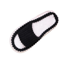 Women's Winter Fleece-Lined Open-Toe Slippers, Anti-Slip, Thick Sole, Indoor/Outdoor, Black, Size 40 (US 7.5), Compatible with Home Use