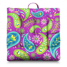 Square Paisley Meditation Cushion, Floor Pillow for Sitting Comfort, Boho Yoga Cushion for Living Room or Outdoor Use 22 x 22