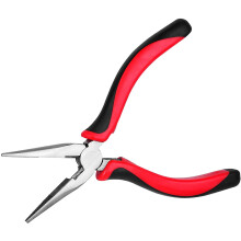 8" Insulated Long Nose Pliers with Wire Cutter, Compatible with Cutting Chain, Bending Steel Wire & Small Object Grasping (Red)