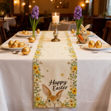 Easter Tablecloth – Luxe Linen Hare Design, for Restaurant, Party, Family Gathering & Picnic, Compatible with Easter Decor