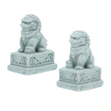 Resin Stone Lion Aquarium Decor Grey Chinese-Type Adornment for Fish Tanks