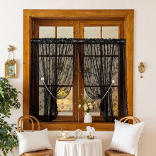 Small Blackout Curtains for Small Window - black 140*45cm - 1 slice Rod Pocket Curtains, Short Window Curtains for Kitchen, Bedroom, Bathroom.
