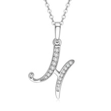 Moissanite initial pendant necklace in 925 sterling silver