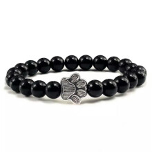 Pulsera de piedra natural con forma de huella de gato y cuentas de pino azul (10 unidades)