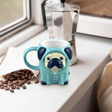 Mug en céramique motif teckel avec anse 3D, 35 cl