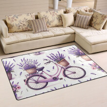 Tapis lavable Ă motifs de fleurs de lavande 152 x 99 cm