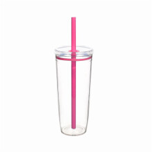 Gobelet en verre transparent avec paille pour boissons, 1 pièce