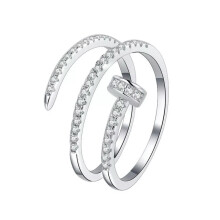 S925Sterling Silver5A Zirkonium Spiral Nagelring3 Rader
