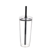Glasbecher mit Strohhalm, transparent, 1 Stück