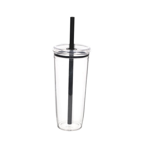 Glasmugg med sugrör, transparent, 1 st