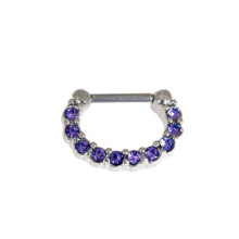 Titanium Micro Cubic Zirconia Hængslet Næse Bøjle Ring Smykker Unisex