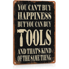 Funny Metal Sign Garage Wall Decor Grandpa's Buy Tools Workshop Decorations Gifts for Dad Mechanic Aluminium 12 x 8 Inches