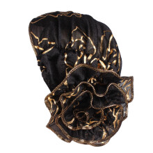 Flower Stretch Pleasted Cap Muslim Pre Tied Headwrap Beanie Velvet Twist Headscarf Women Hat Turbans Bonnet