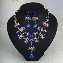 Conjunto de joias para noivas com pingente em forma de lágrima e strass, colar e brincos para casamento - A27