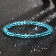 Pulsera de cristal con cuentas redondas azules de 6 mm, elástica, 1 unidad.