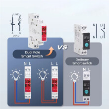 L/N or L/L 2P 18mm Zigbee 16A 100-240V over/Undervoltage Auto/Manual Reclose Tuya Life APP Control