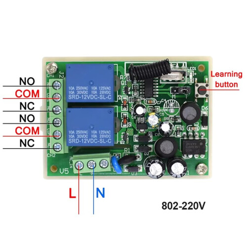 Universal 433Mhz Remote Control Receiver Transmitter AC 85-250V Relay  for Light,Door,Garage 1