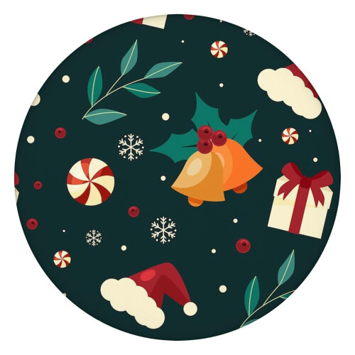 Toalha de mesa redonda de Natal de 44 polegadas com bainha elástica – Compatível com mesas padrão