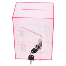 Donatiebox voor fondsenwerving, acryl, roze, 1 stuk